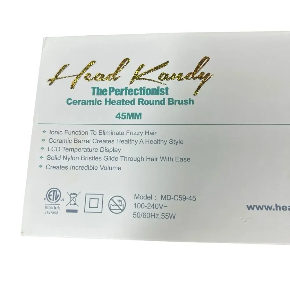 Head Kandy Perfectionist Ceramic Heated Hot Air Round Styling Brush Pink 45MM